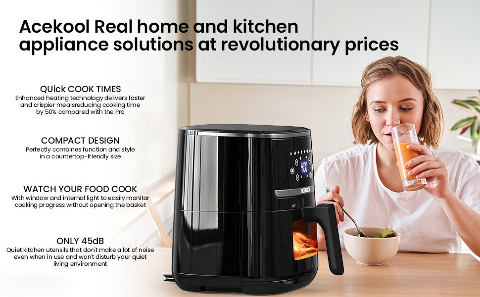 Acekool 5QT Digital Air Fryer Oven Combo: 10-in-1 Healthy Cooking