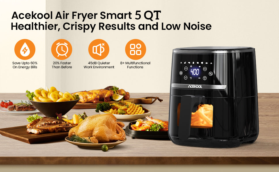 Acekool 5QT Digital Air Fryer Oven Combo: 10-in-1 Healthy Cooking