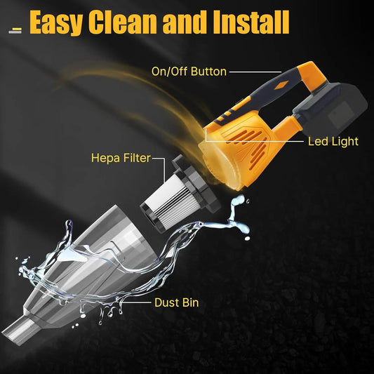 Powerful Handheld Vacuum Cleaner - 10kPa Suction, 2-in-1 Design, HEPA Filter