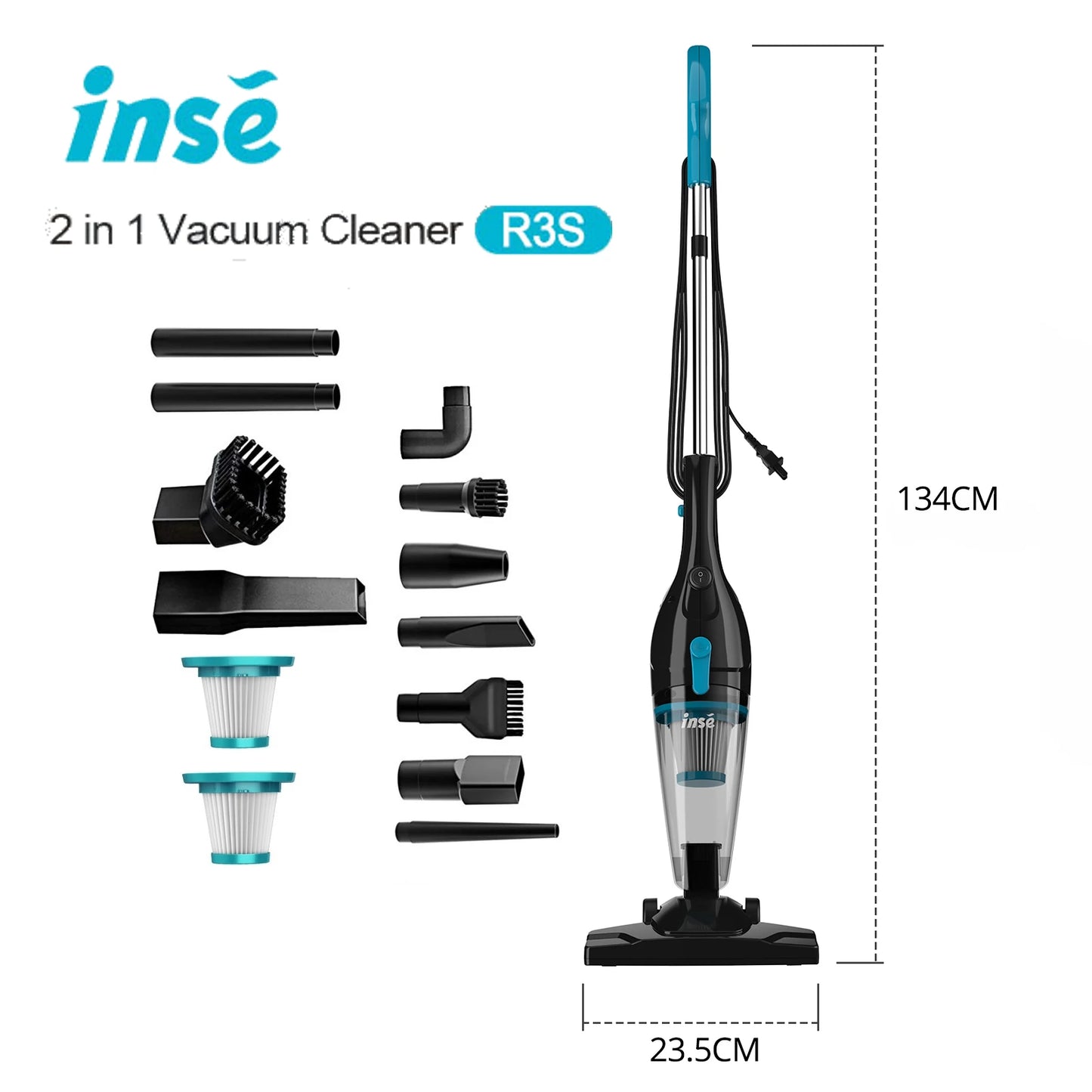Powerful Corded Vacuum Cleaner: 2-in-1 Stick & Handheld