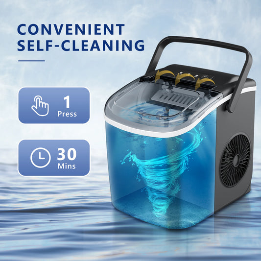SIMZLIFE 26lb Countertop Ice Maker with Self-Cleaning Function
