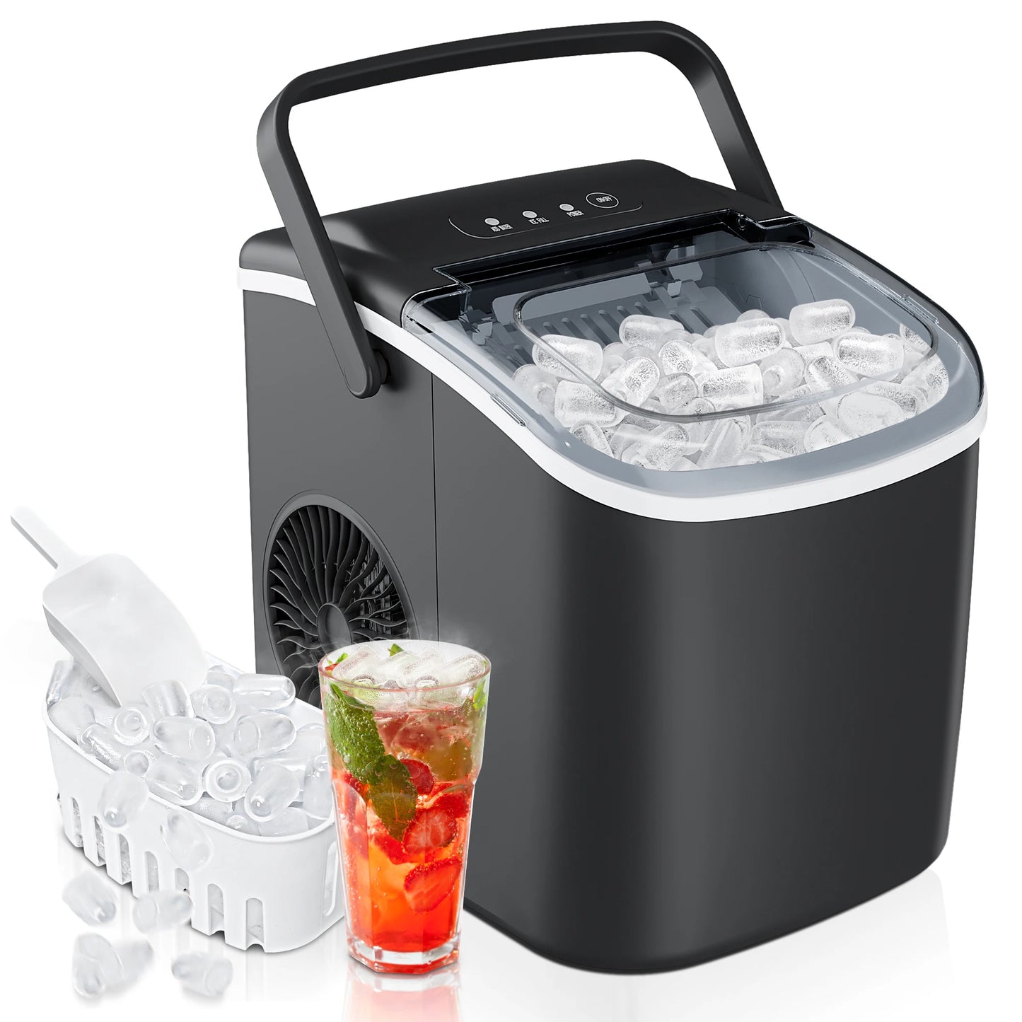 SIMZLIFE 26lb Countertop Ice Maker with Self-Cleaning Function