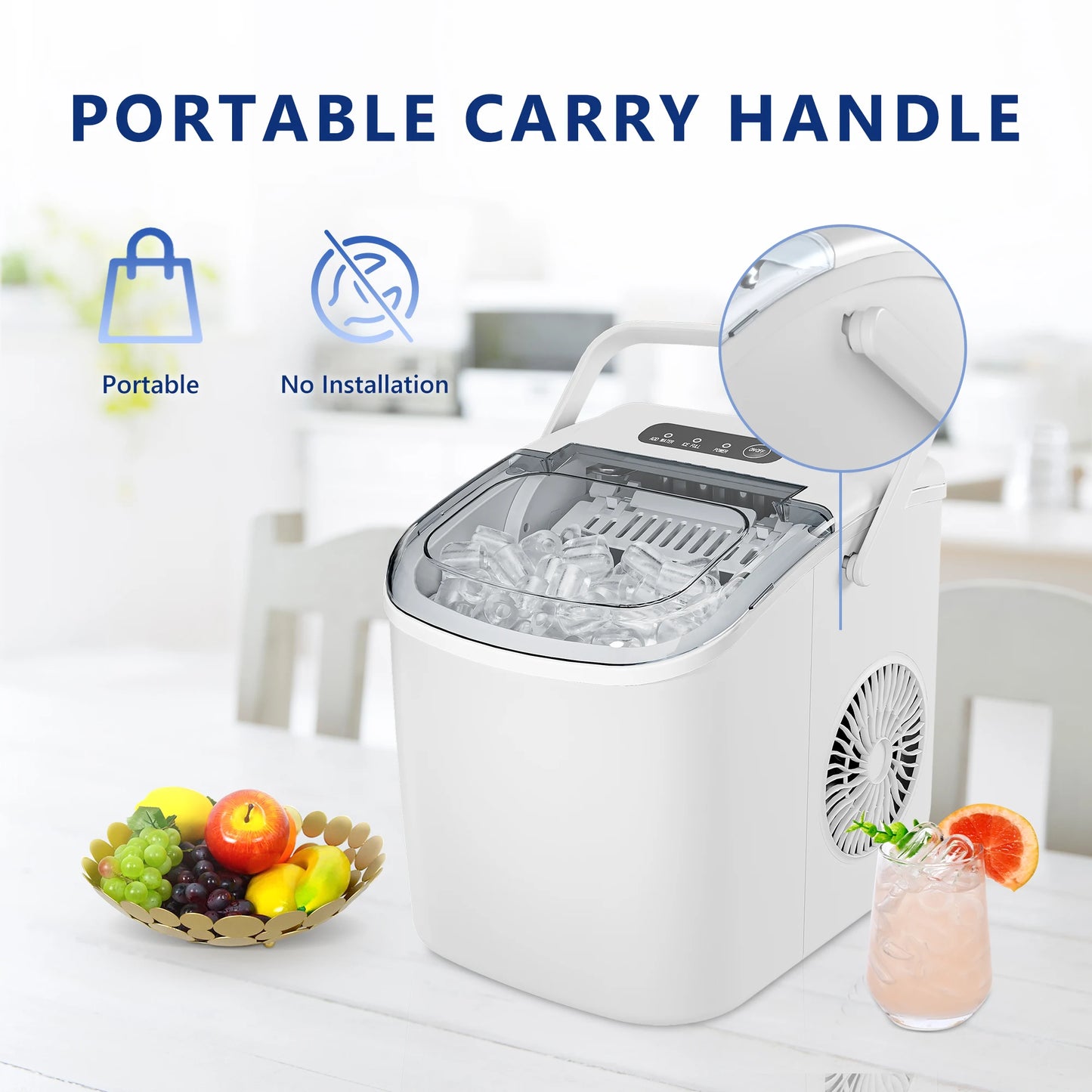SIMZLIFE 26lb Countertop Ice Maker with Self-Cleaning Function