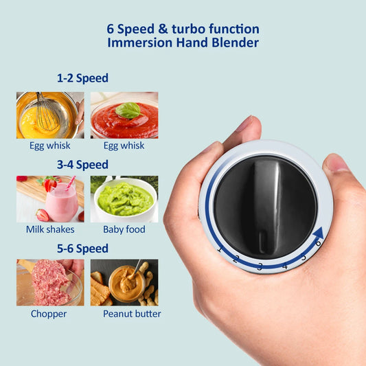 5-in-1 Immersion Blender: Powerful 1200W Hand Blender with Chopper & Whisk