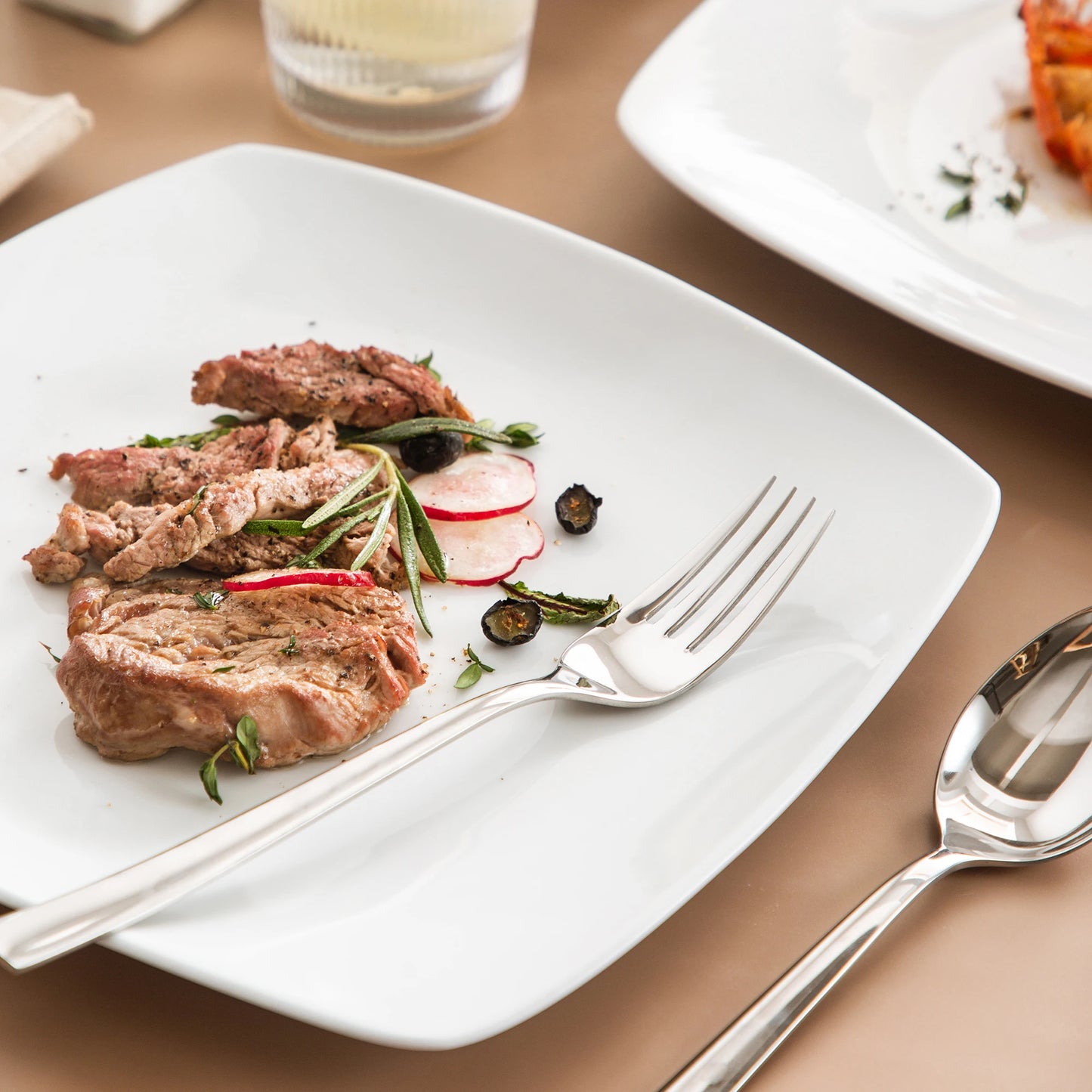 Elegant White Square Dinner Plates - 6/12 Piece Porcelain Set