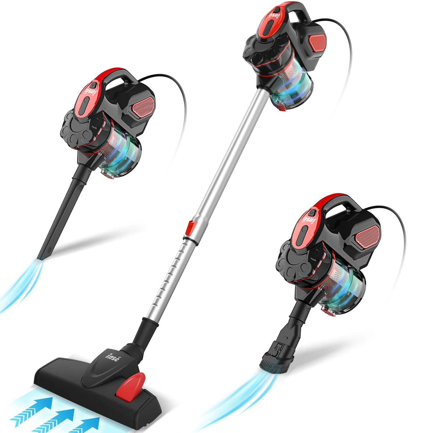 Powerful 600W Corded Vacuum: 18Kpa Suction, 2-in-1 Design