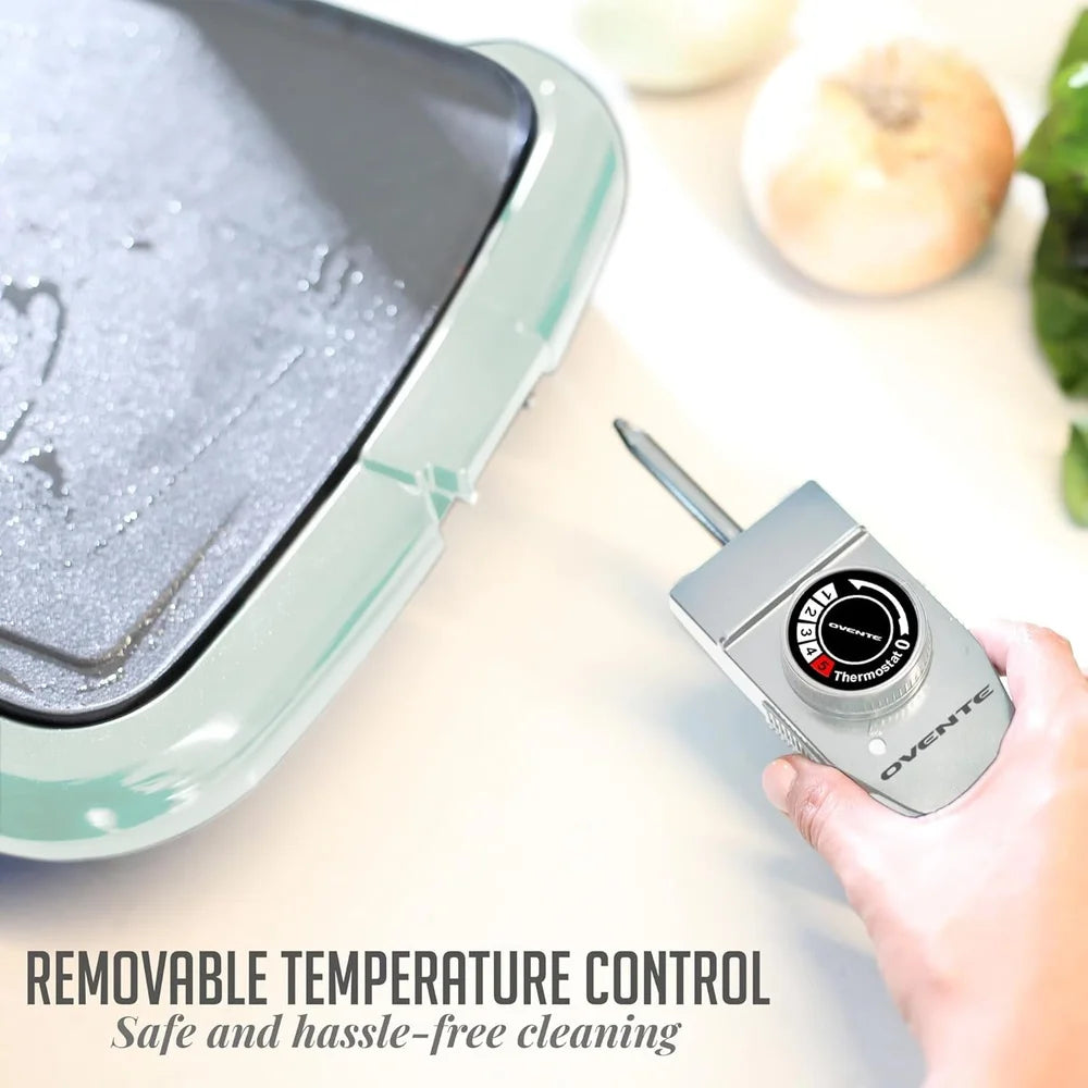 XMSJ 16" x 10" Non-Stick Electric Griddle | Adjustable Temperature Control