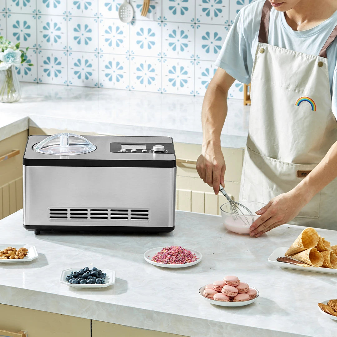 2 Quart Automatic Ice Cream Maker with Compressor | Make Gelato, Sorbet & Frozen Yogurt in 1 Hour - No Pre-Freezing!