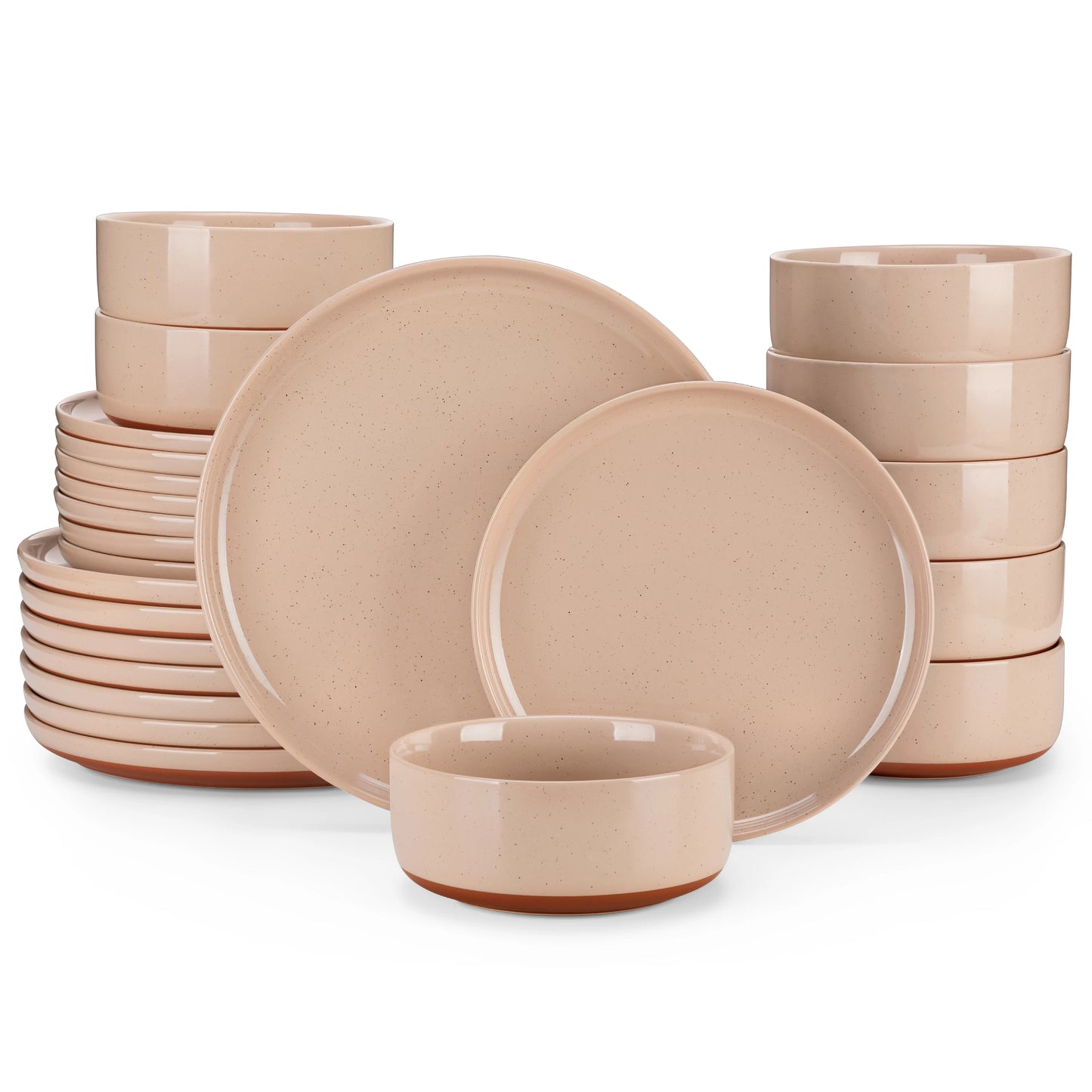 12/24-Piece Elegant Dinnerware Set - Stoneware Plates & Bowls
