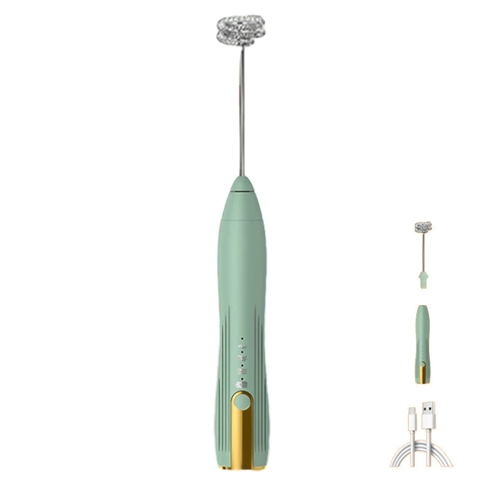 Mini Electric Milk Frother - 3 Speeds, USB Rechargeable, 14000 RPM