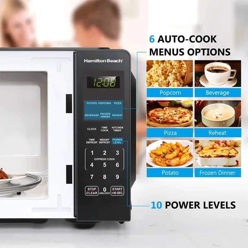 Compact 0.9 Cu. Ft. Microwave - 900W, 10 Power Levels, Child Safety Lock