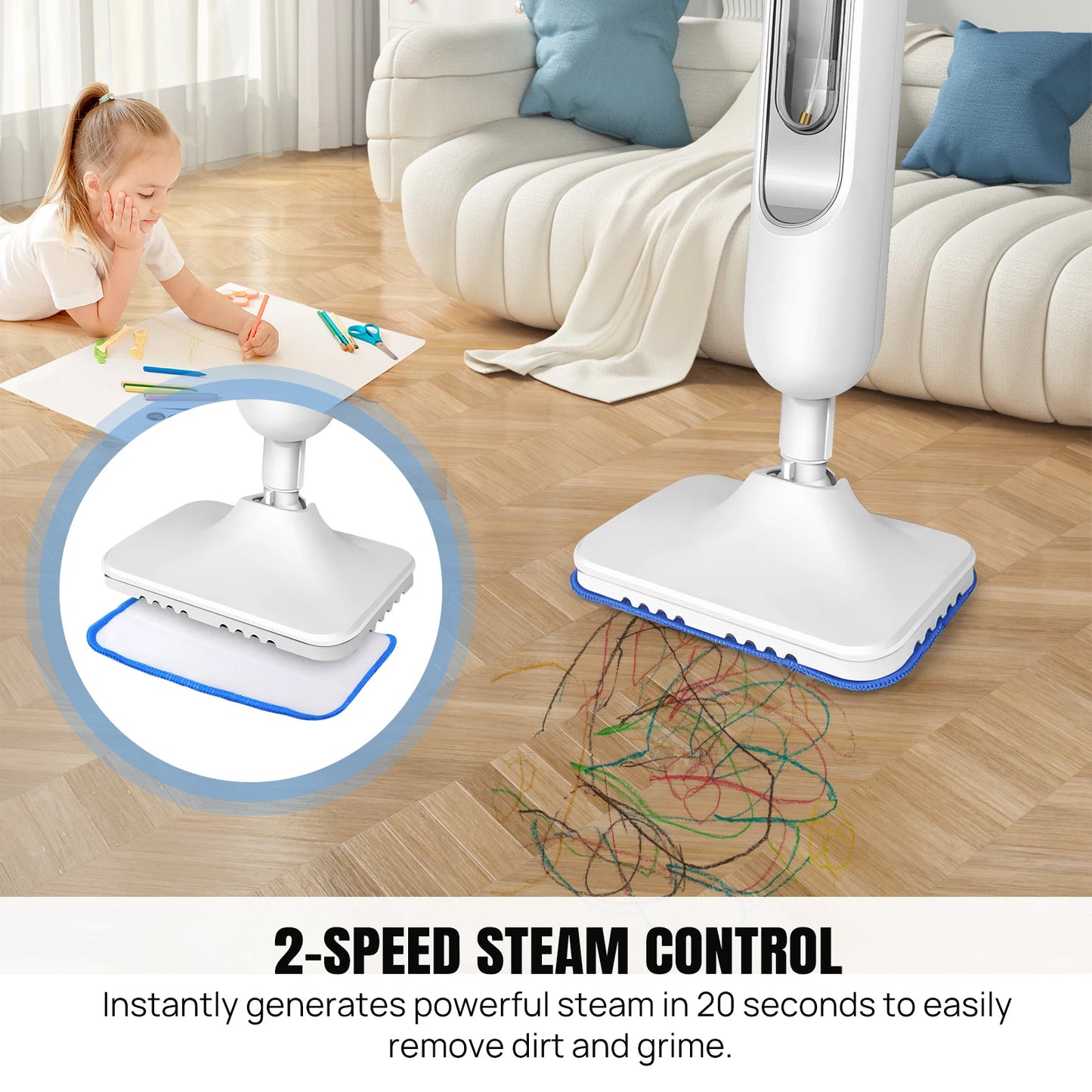 1500W Steam Mop: Powerful, Chemical-Free Cleaning