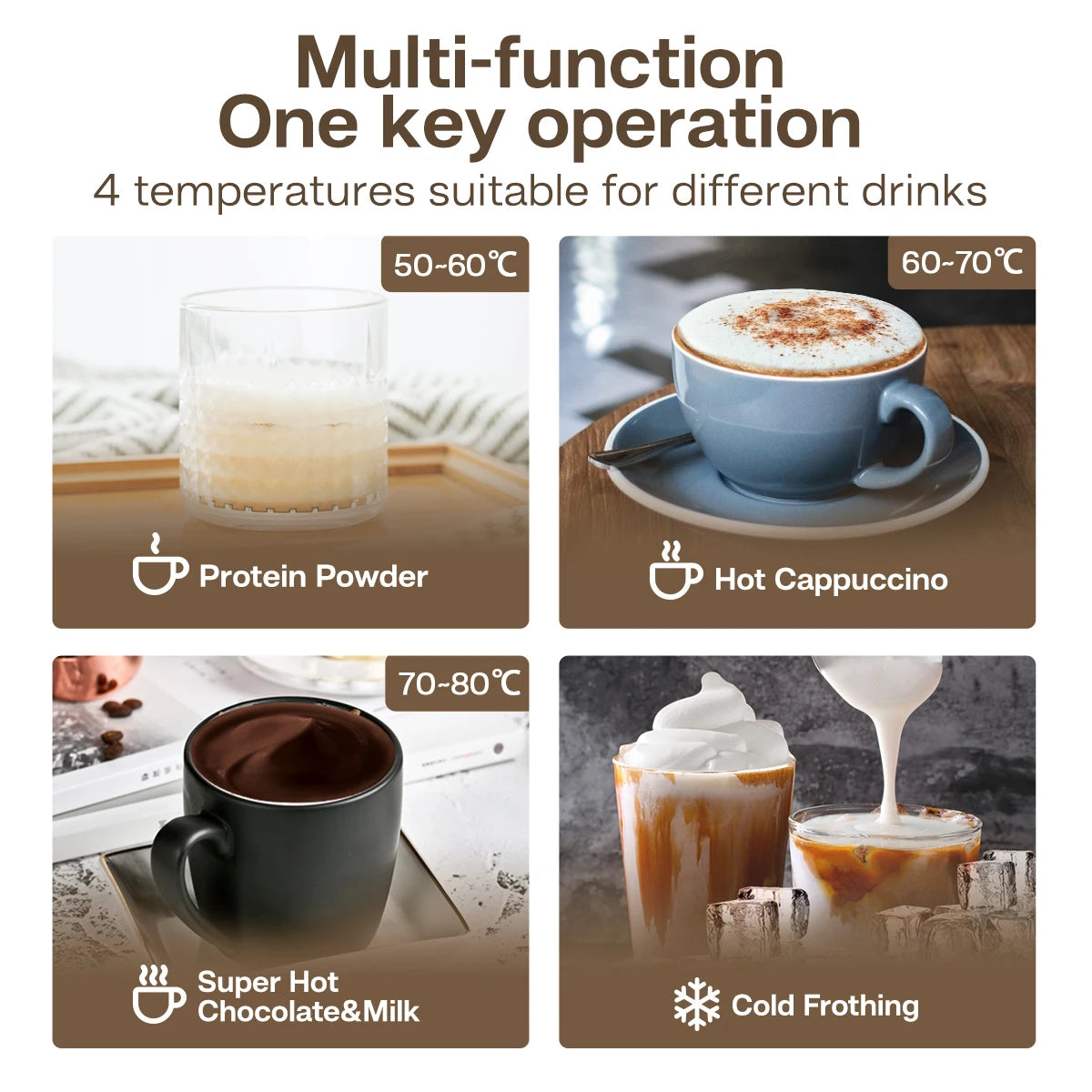 4-in-1 Automatic Milk Frother: Hot & Cold, Latte Perfection