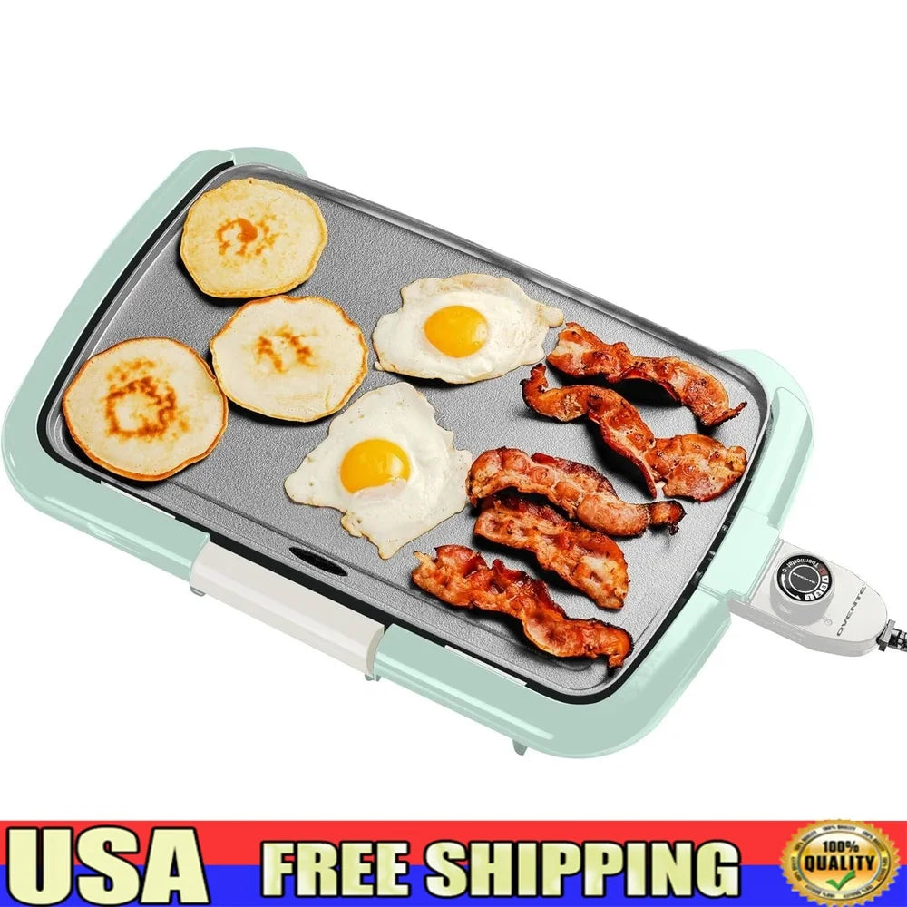 XMSJ 16" x 10" Non-Stick Electric Griddle | Adjustable Temperature Control