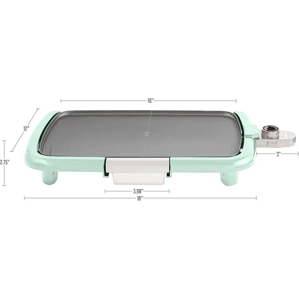 XMSJ 16" x 10" Non-Stick Electric Griddle | Adjustable Temperature Control