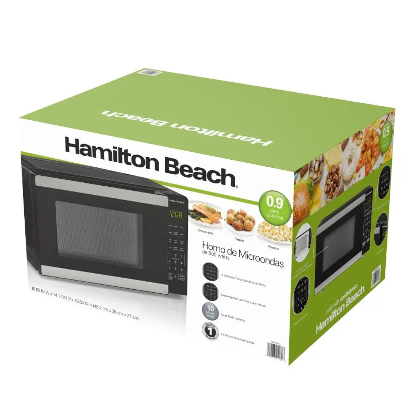 Compact 0.9 Cu. Ft. Microwave - 900W, 10 Power Levels, Child Safety Lock