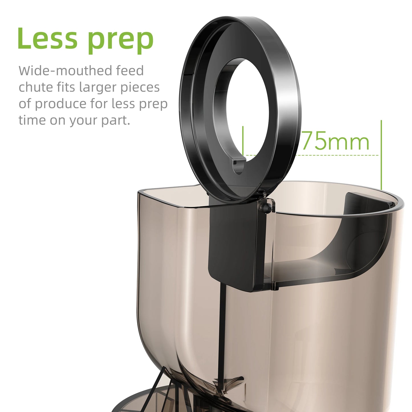 BioloMix Slow Masticating Juicer – Powerful 200W, 75mm Wide Feed Chute, Easy Clean, Ice Cream Maker