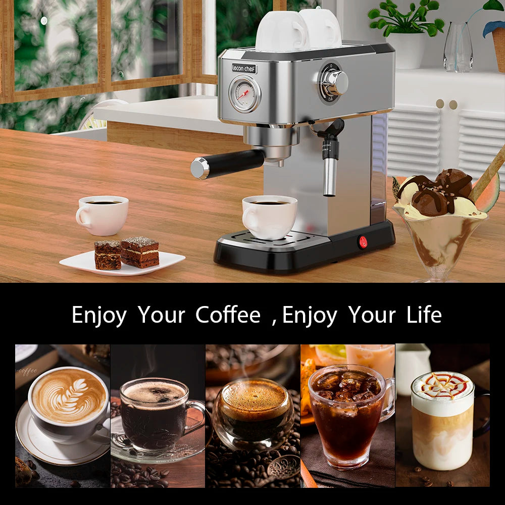 Lecon Chef Professional Espresso Machine with Milk Frother
