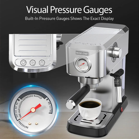 Lecon Chef Professional Espresso Machine with Milk Frother