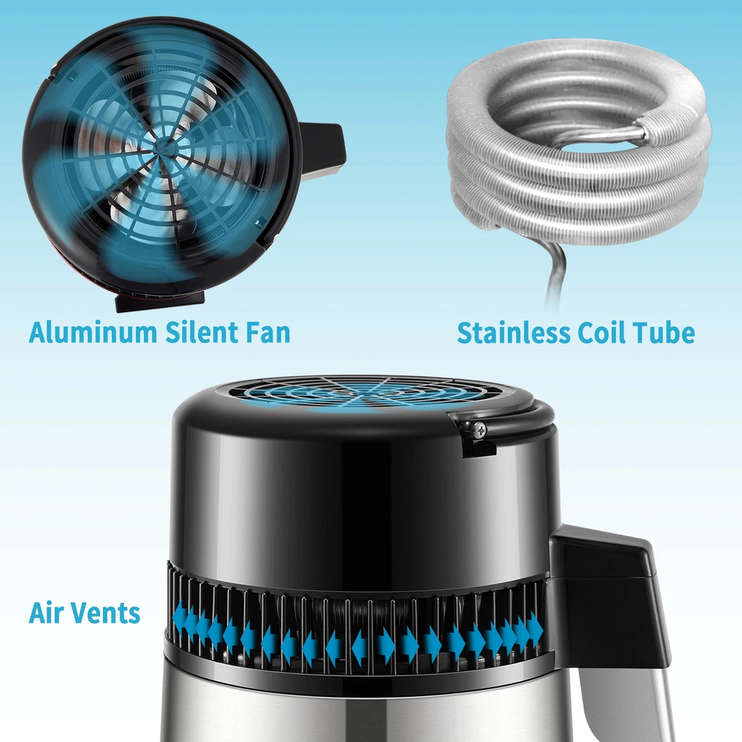 SucceBuy 4L Water Distiller Purifier Filter Dispenser DrinkingBottle Softener Dual Temp Display OverheatProtection HomeAppliance