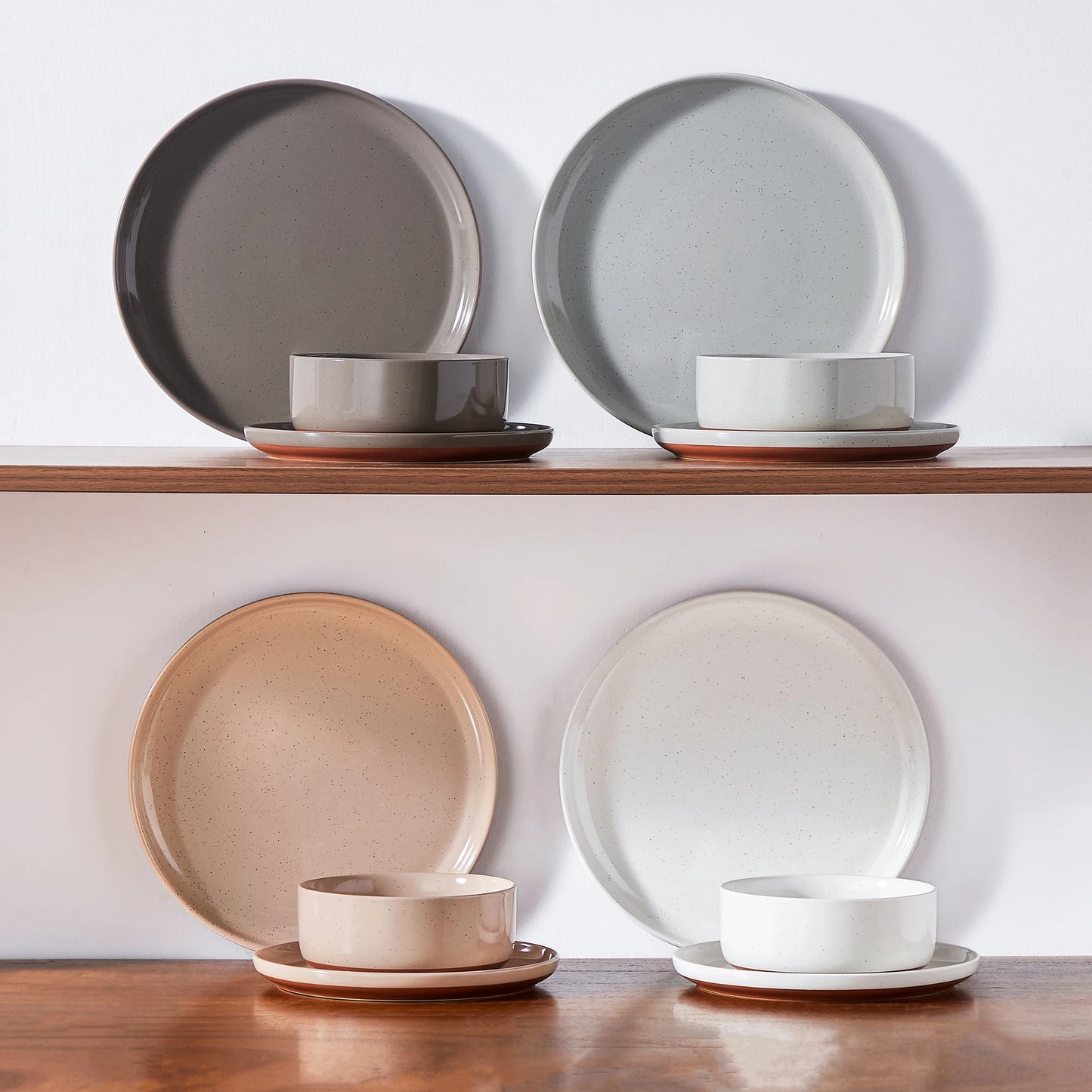 12/24-Piece Elegant Dinnerware Set - Stoneware Plates & Bowls