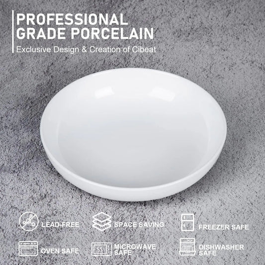 6-Pack 22oz Porcelain Pasta Bowls - Elegant White Ceramic Dinnerware Set