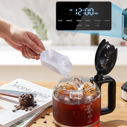 12-Cup Smart Coffee Maker: Programmable Drip Coffee Machine with Iced Coffee Function