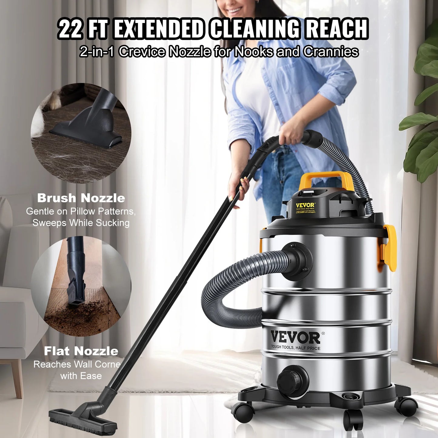 8-Gallon 6.5 HP 3-in-1 Wet/Dry/Blower Shop Vacuum