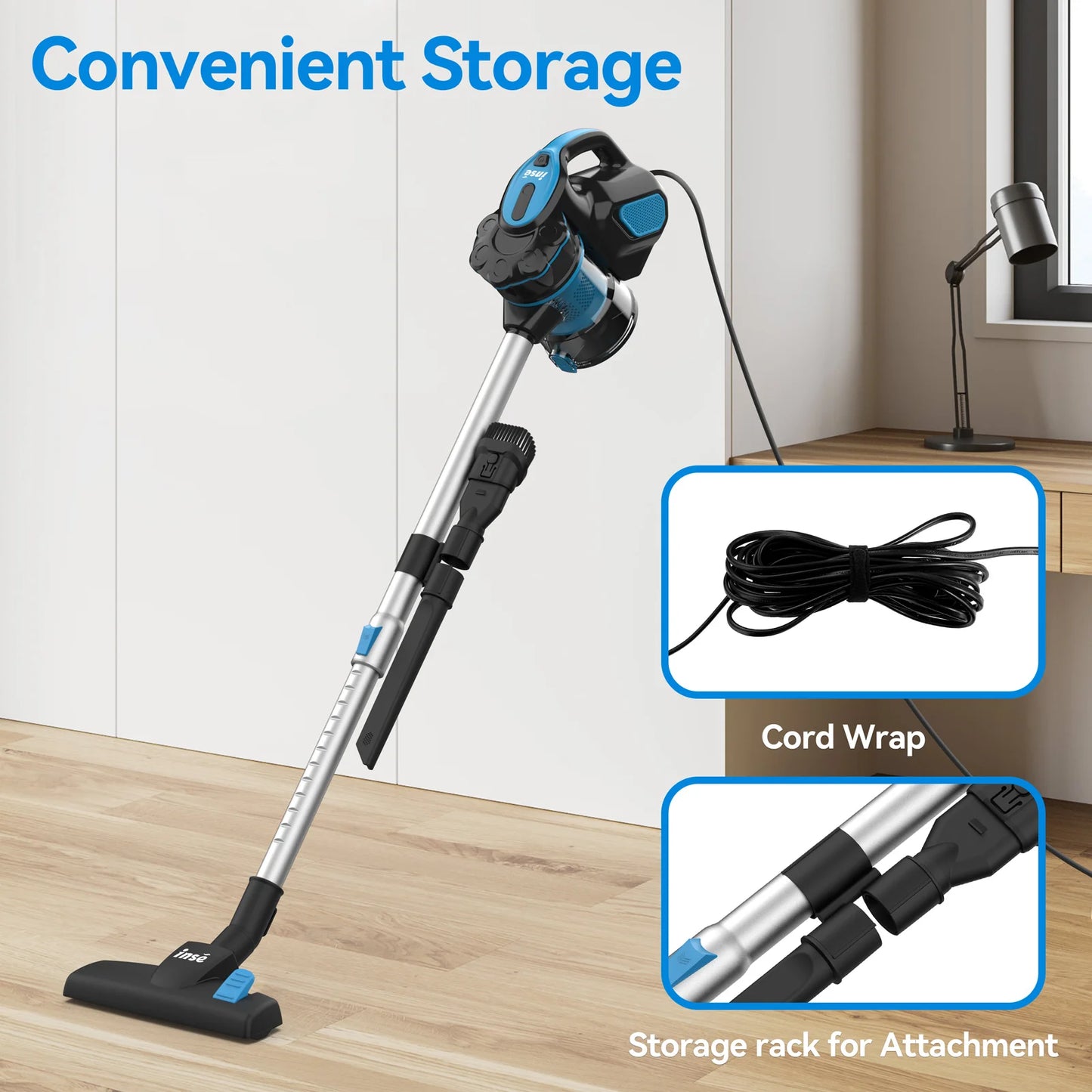 Powerful 600W Corded Vacuum: 18Kpa Suction, 2-in-1 Design