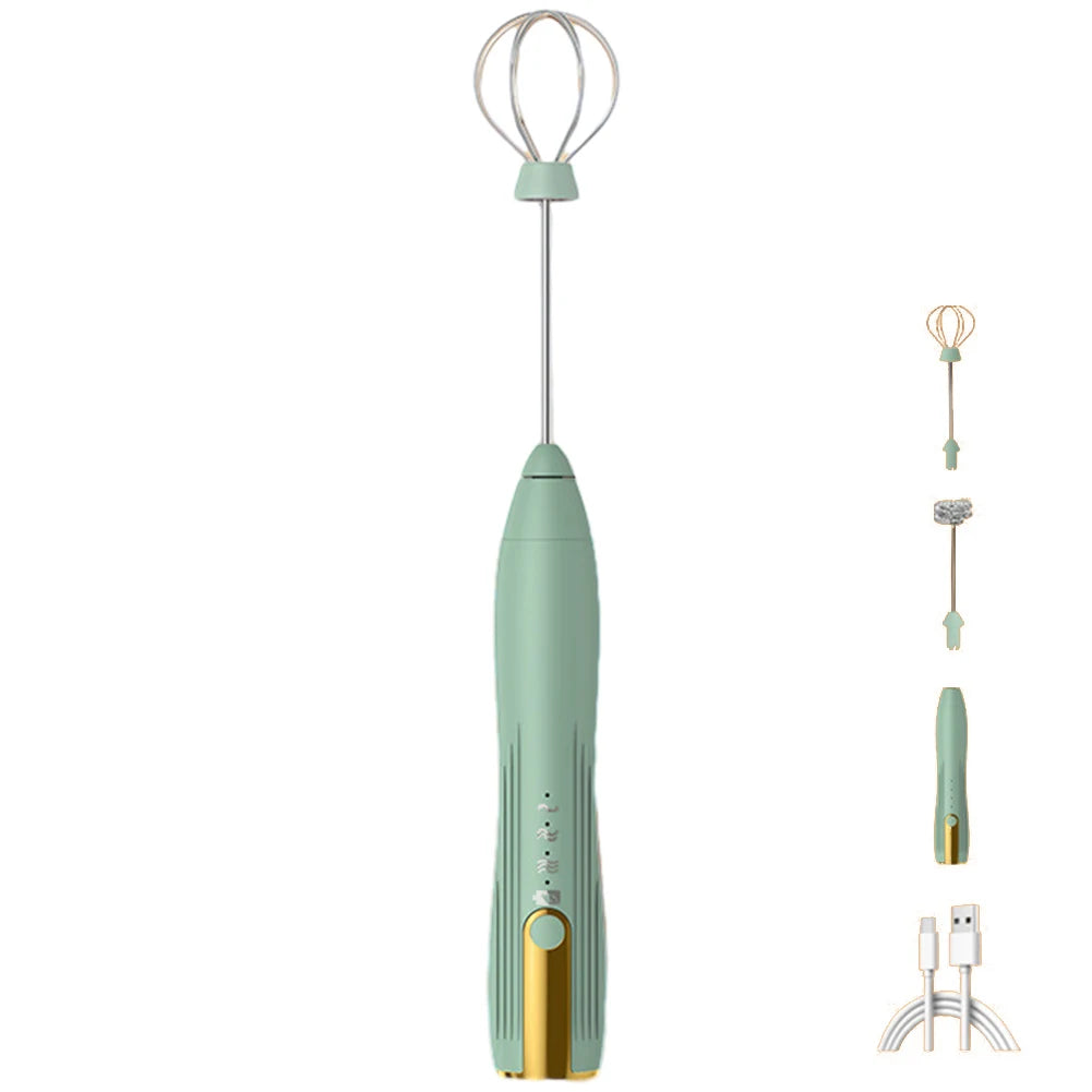 Mini Electric Milk Frother - 3 Speeds, USB Rechargeable, 14000 RPM