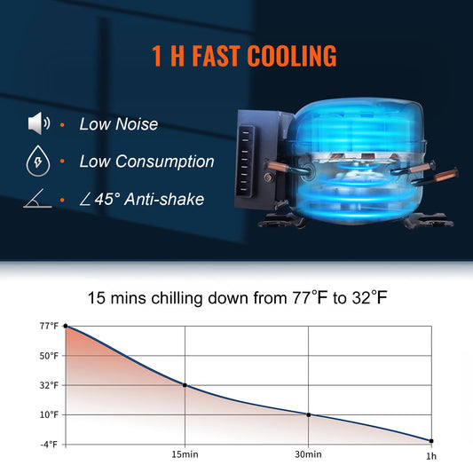 VEVOR 37QT Portable Refrigerator Freezer | 12V/24V DC & 110V AC Electric Cooler for Car, RV, Camping & Home