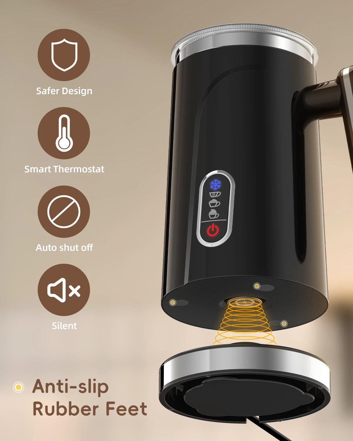 BioloMix 4-in-1 Electric Milk Frother for Hot & Cold Foam