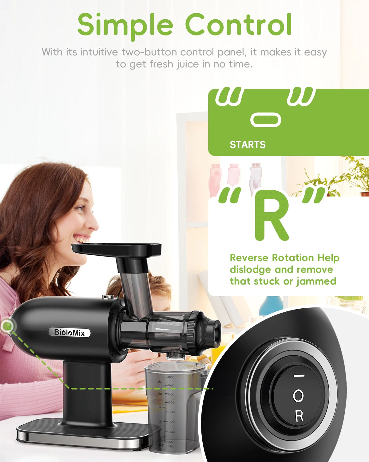 BioloMix Cold Press Juicer|Blenders Slow Masticating Reverse