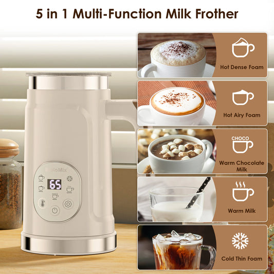 5-in-1 Milk Frother: Create Perfect Lattes at Home