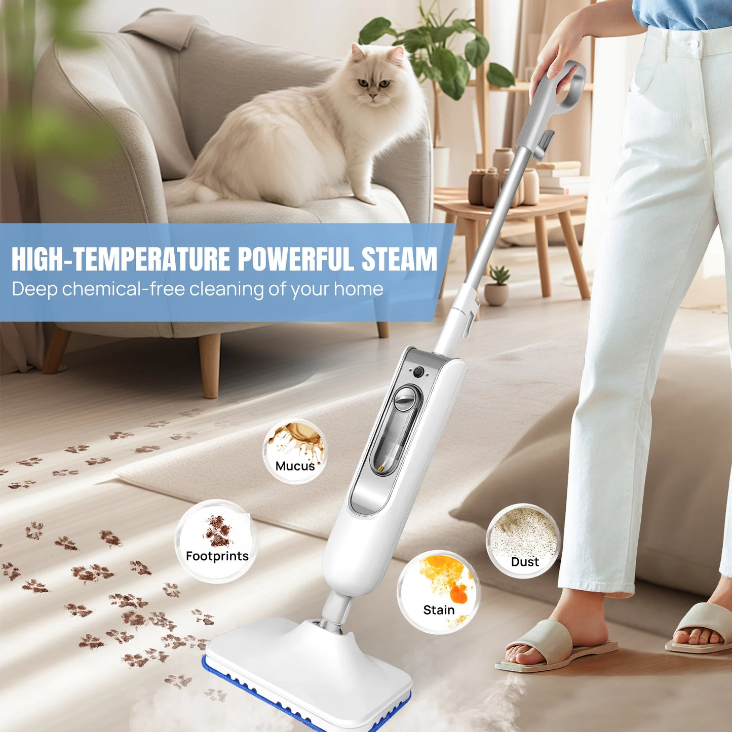 1500W Steam Mop: Powerful, Chemical-Free Cleaning
