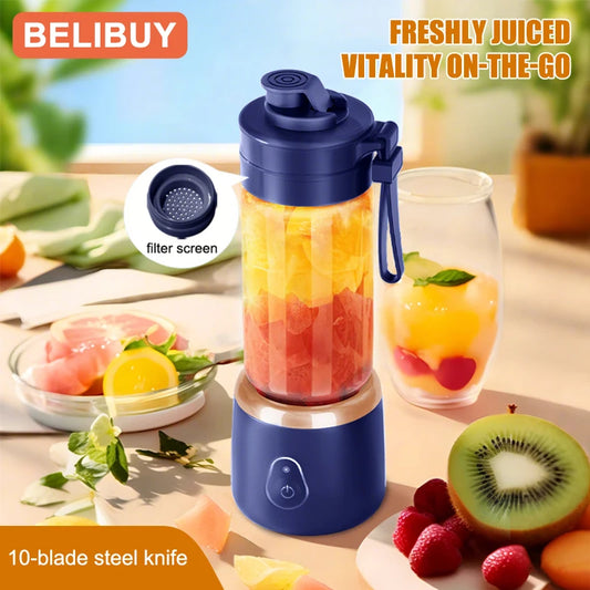 Portable Smoothie Blender: 600ML USB Rechargeable Juice Maker