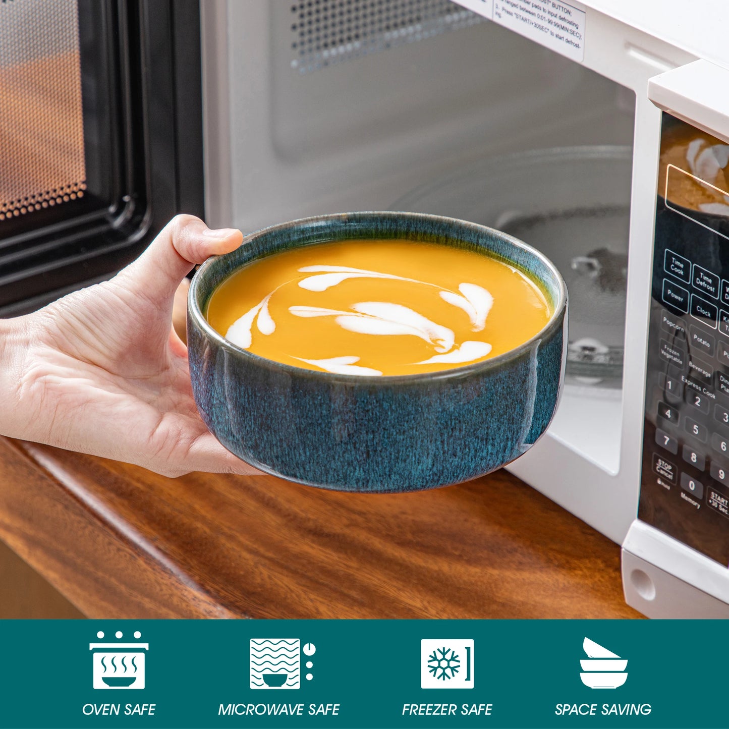 Malacasa 18/36-Piece Teal Ceramic Dinnerware Set - Elegant Reactive Glaze