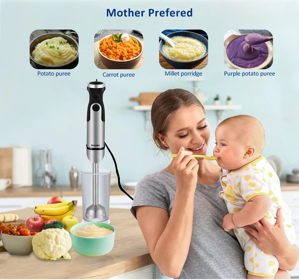 5-in-1 Immersion Blender: Powerful 1200W Hand Blender with Chopper & Whisk