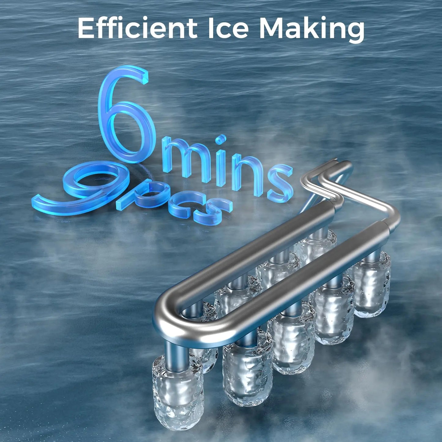 Countertop Ice Maker | Makes Ice in 6 Minutes with Self-Cleaning Function | 26.5lbs/24H