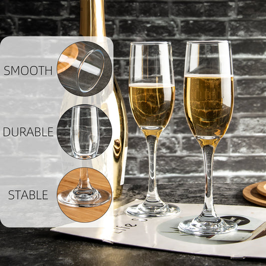 16-Piece 6oz Champagne Flutes - Elegant & Durable for Parties
