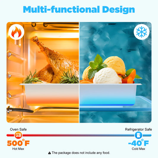 4-Pack Stainless Steel Gastronorm Pans with Lids