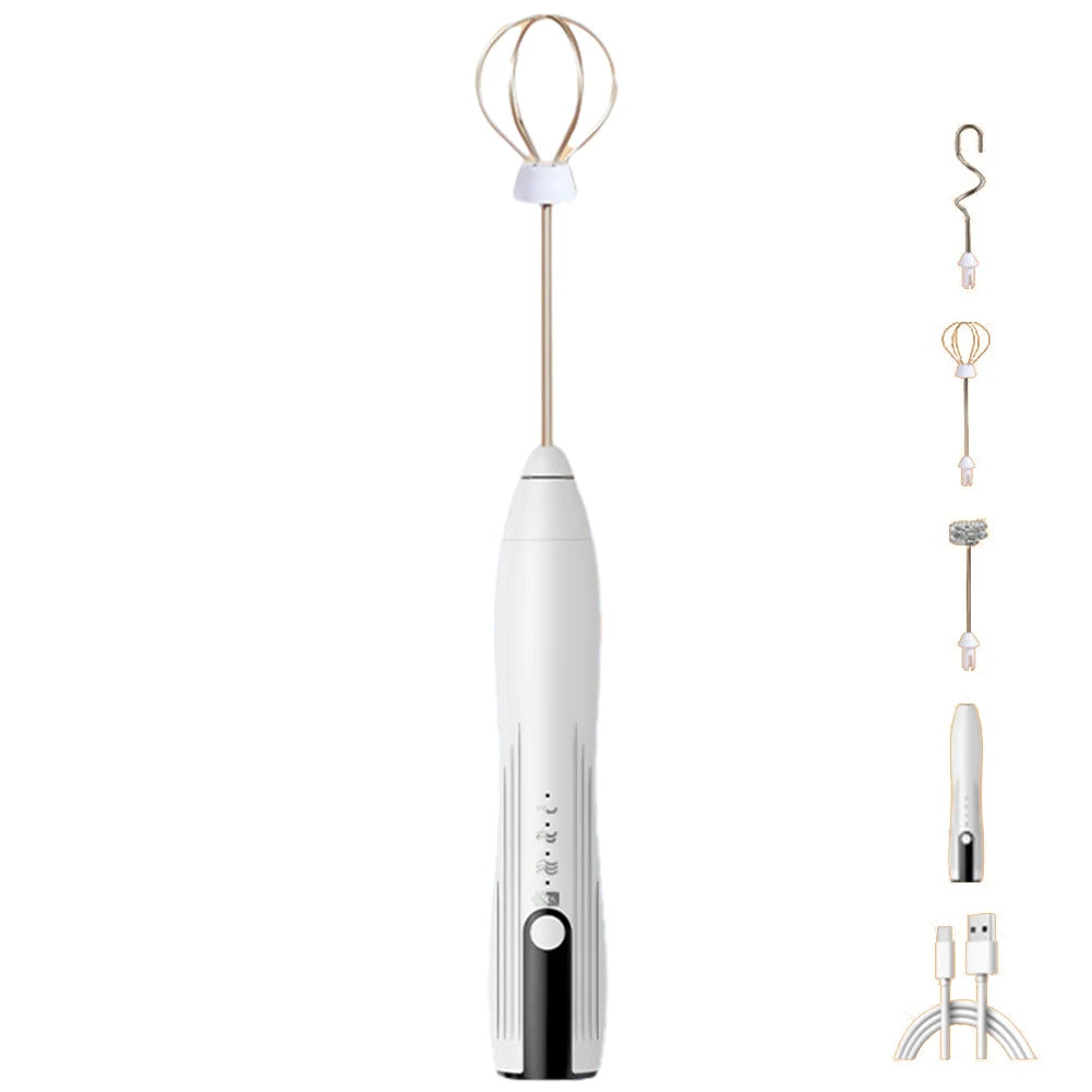 Mini Electric Milk Frother - 3 Speeds, USB Rechargeable, 14000 RPM