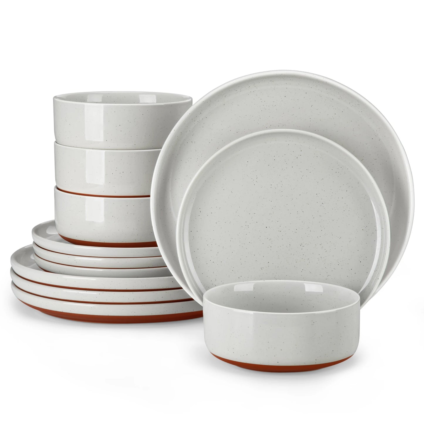 12/24-Piece Elegant Dinnerware Set - Stoneware Plates & Bowls