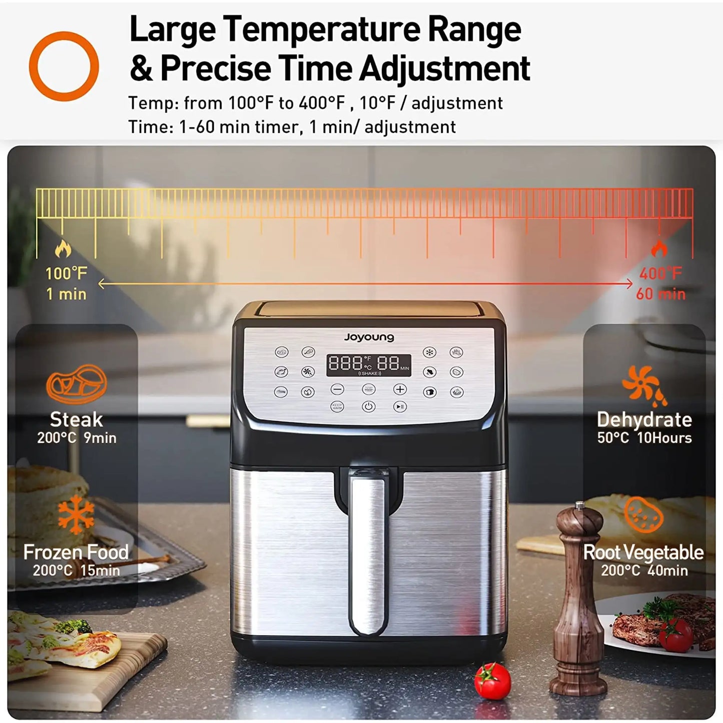 5.8QT Double Basket Air Fryer: 13 One-Touch Presets, LED Touchscreen