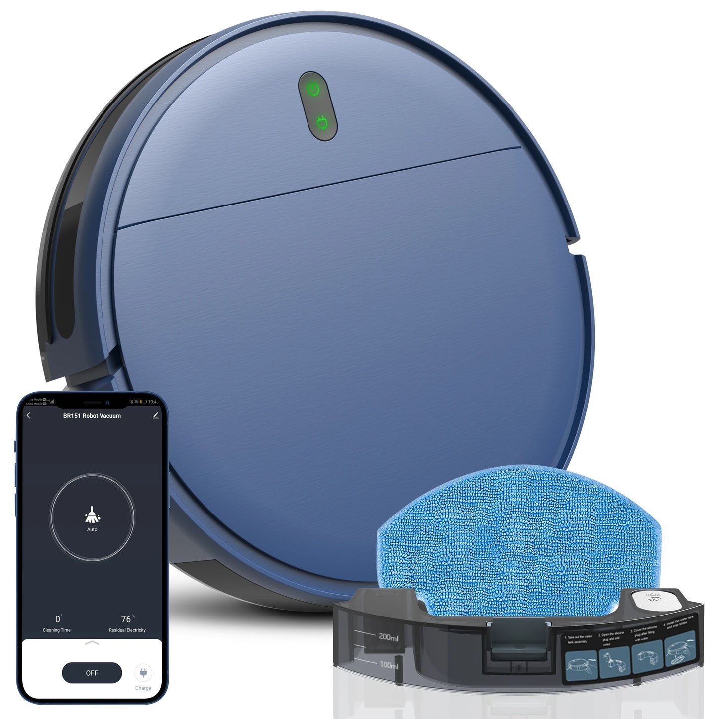 Rayfurn BR151 2-in-1 Slim Robot Vacuum & Mop with App Control