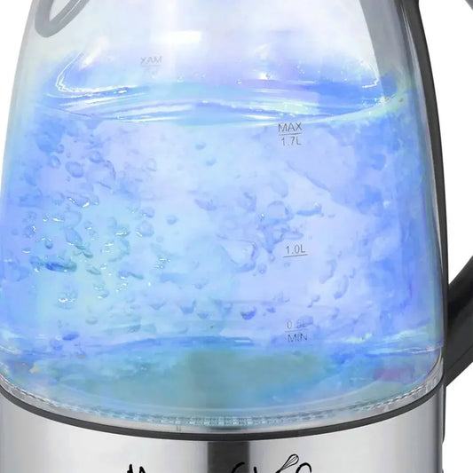 MegaChef Illumina 1.7L Glass Electric Kettle with Blue LED