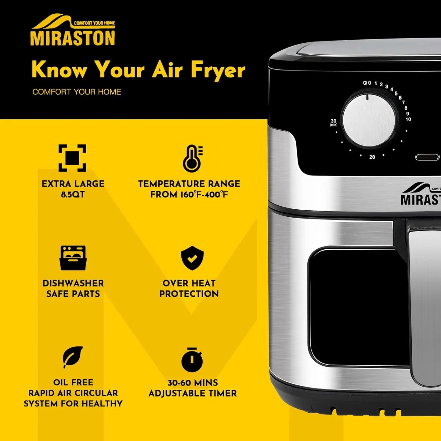 8.5QT Air Fryer: Family-Sized Crispy Meals in Minutes!