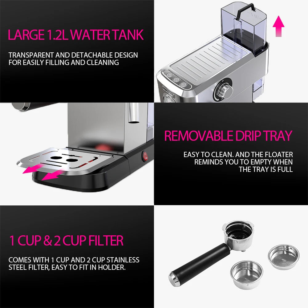 Lecon Chef Professional Espresso Machine with Milk Frother
