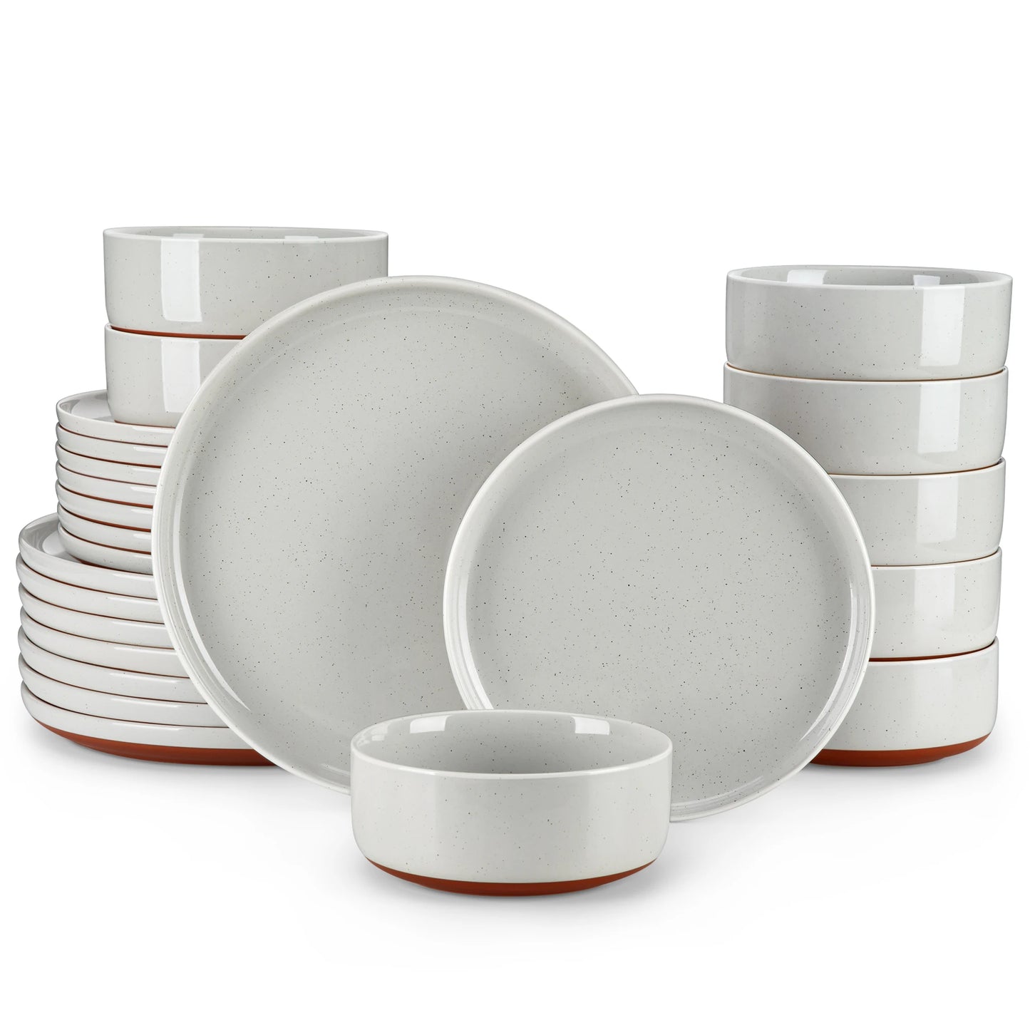 12/24-Piece Elegant Dinnerware Set - Stoneware Plates & Bowls