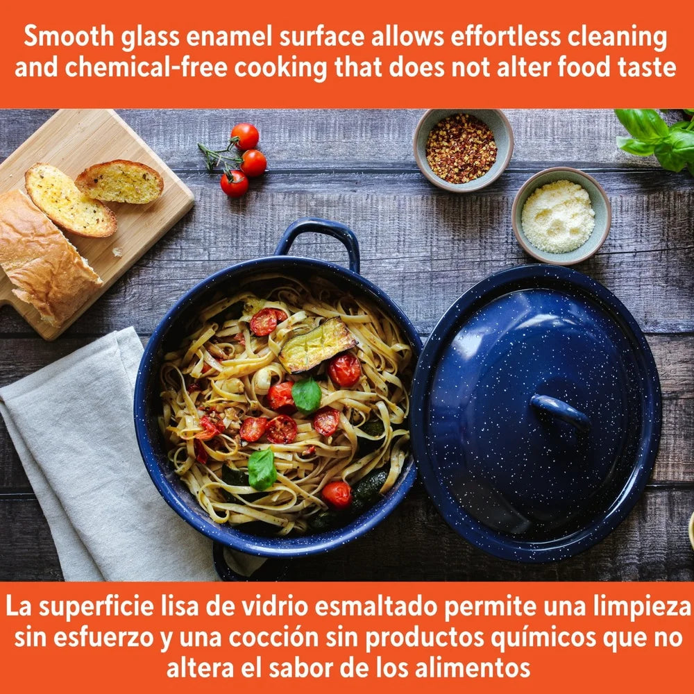 6Qt Enamel Stock Pot: Stylish & Durable Cooking Pot for Family Feasts